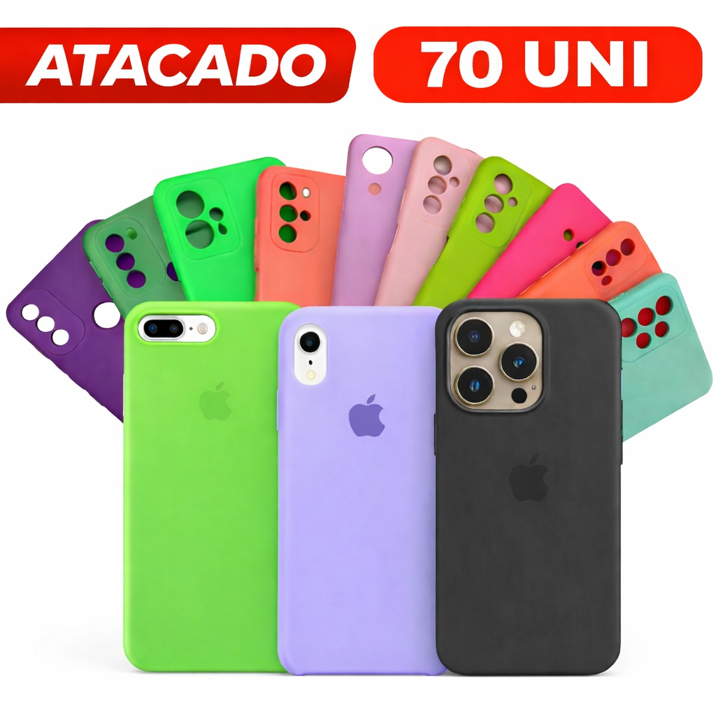 💥 KIT 70 CAPINHAS / KIT COM 70 Cases de Silicone Aveludadas - Premium de alta qualidade