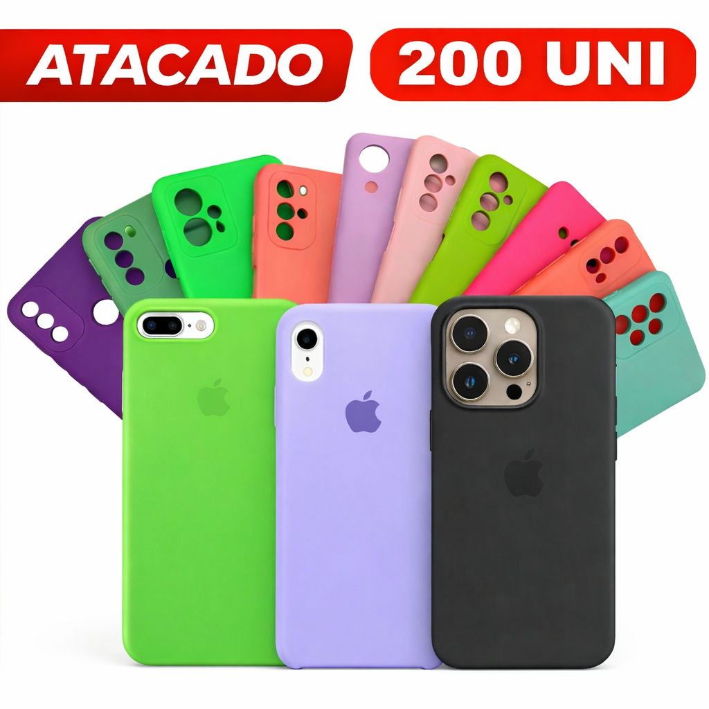 💥 KIT 200 CAPINHAS / KIT COM 200 Cases de Silicone Aveludadas - Premium de alta qualidade