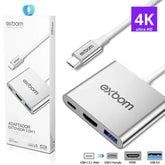 ADAPTADOR MULTIFUNCIONAL 4K PARA TIPO-C - EXBOM - U3V-A3N1