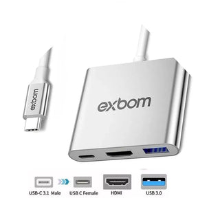 ADAPTADOR MULTIFUNCIONAL 4K PARA TIPO-C - EXBOM - U3V-A3N1