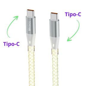 Cabo de Dados Tipo-C Led Light Rainbow - 1 Metro - Hrebos - CB-508