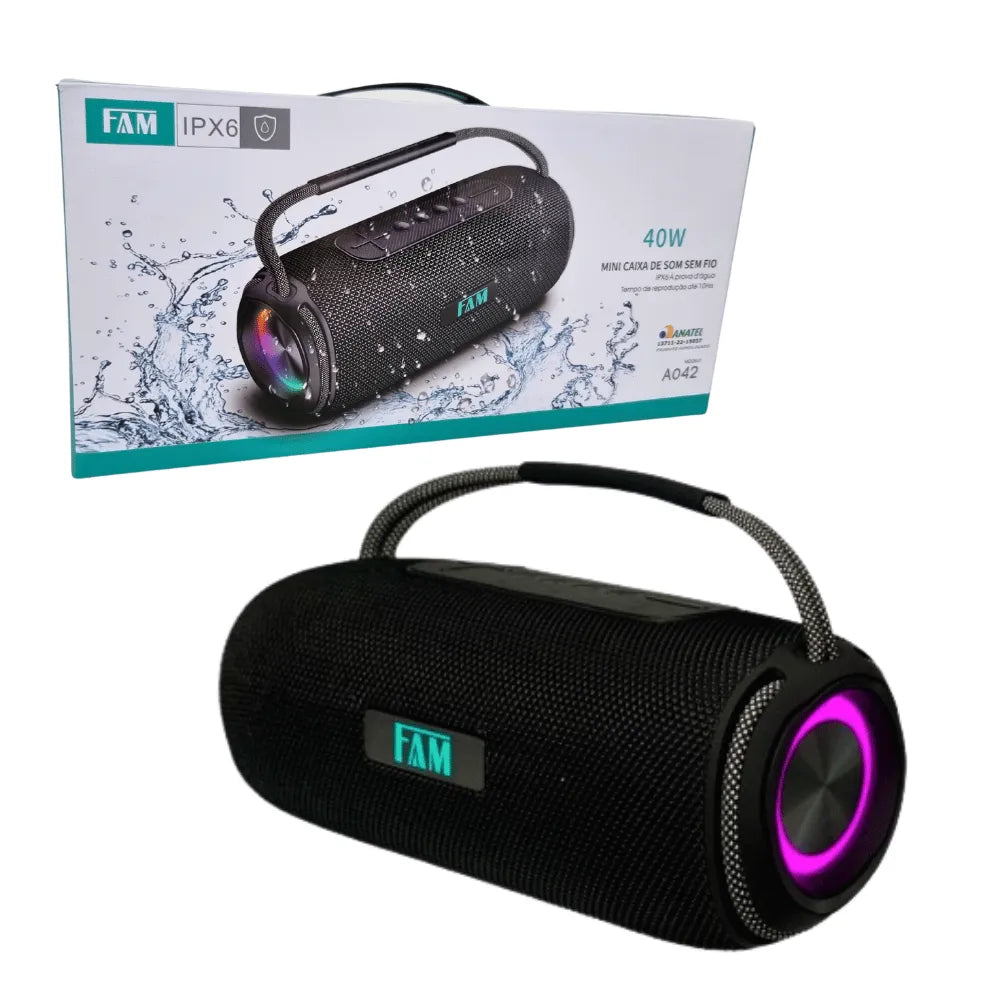 CAIXA DE SOM BLUETOOTH 40W À PROVA D'ÁGUA IPX6 - FAM-A042