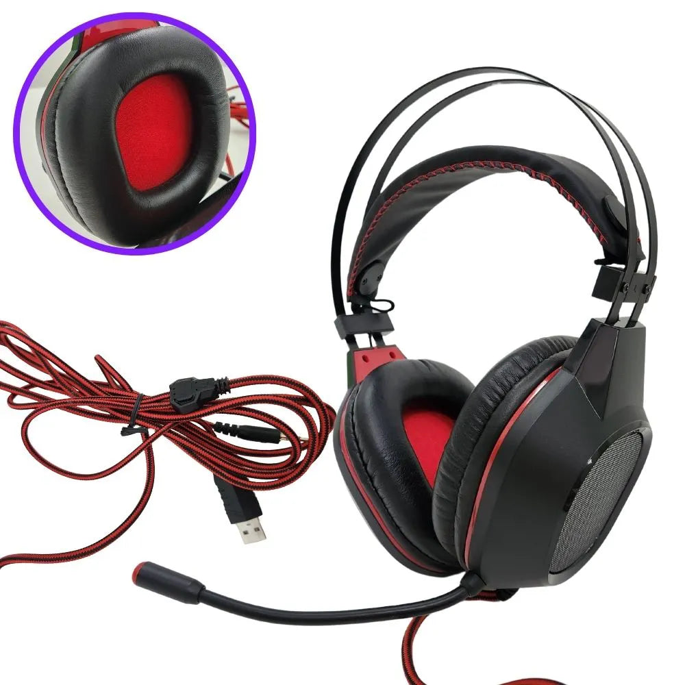 HEADSET GAMER USB / P3 COM MICROFONE LUZ LED - OVLENG - GT-64