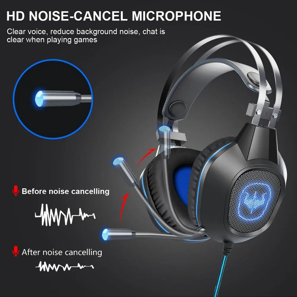 HEADSET GAMER USB / P3 COM MICROFONE LUZ LED - OVLENG - GT-64
