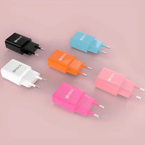 KIT CARREGADOR DE CELULAR 2.4A USB COLORIDO - HREBOS - HS-390