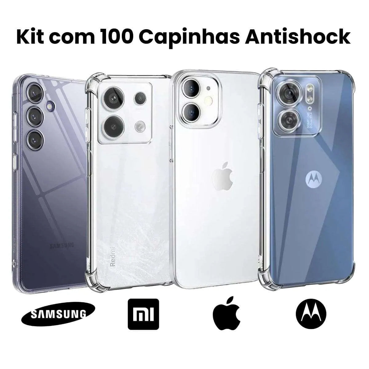 Kit com 100 Capinhas Anti-shock Transparente - ALTO GIRO NO MERCADO