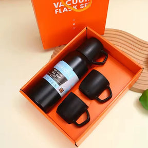 Kit Garrafa Térmica Inox (Apenas Preto) 500ml + 3 Canecas - YT-1020-1